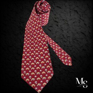 JIM THOMPSON Elephant & Tree Print Luxury Designer Silk Tie W: 3.25" EX COND